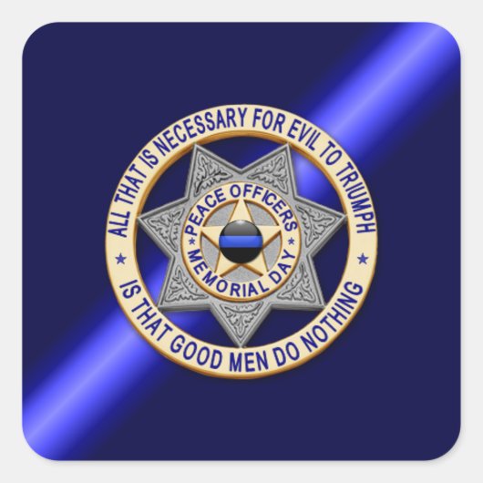 Thin Blue Line Quadratischer Aufkleber (Vorderseite)