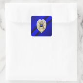 Thin Blue Line Quadratischer Aufkleber (Tasche)