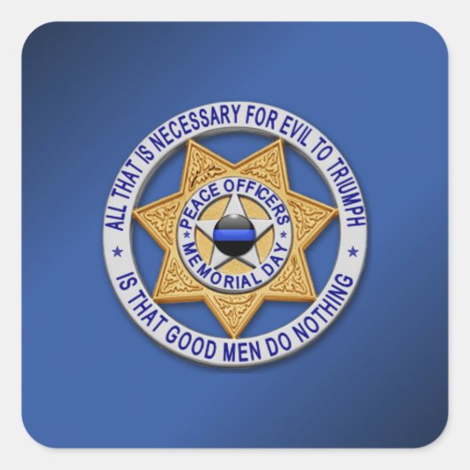 Thin Blue Line Quadratischer Aufkleber (Vorderseite)