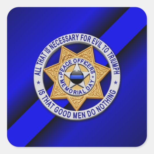 Thin Blue Line Quadratischer Aufkleber (Vorderseite)