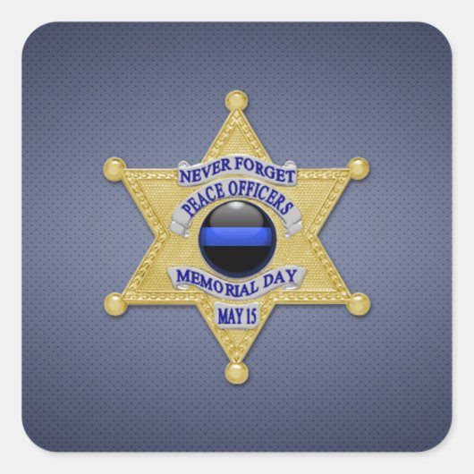 Thin Blue Line Quadratischer Aufkleber (Vorderseite)