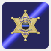 Thin Blue Line Quadratischer Aufkleber (Vorderseite)