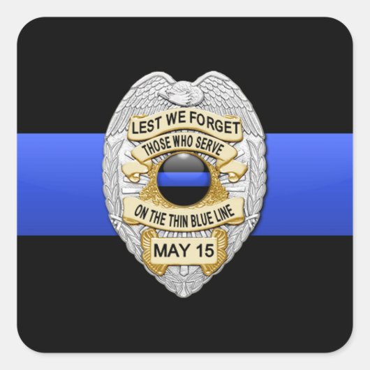 Thin Blue Line Quadratischer Aufkleber (Vorderseite)