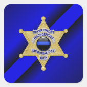 Thin Blue Line Quadratischer Aufkleber (Vorderseite)