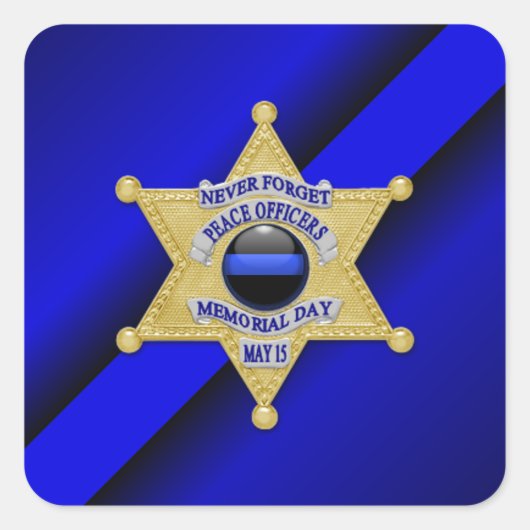 Thin Blue Line Quadratischer Aufkleber (Vorderseite)