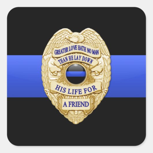 Thin Blue Line Quadratischer Aufkleber (Vorderseite)