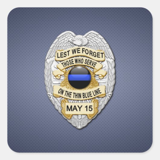 Thin Blue Line Quadratischer Aufkleber (Vorderseite)