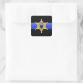 Thin Blue Line Quadratischer Aufkleber (Tasche)