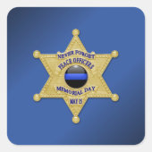 Thin Blue Line Quadratischer Aufkleber (Vorderseite)