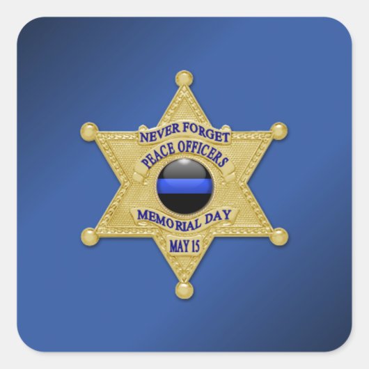 Thin Blue Line Quadratischer Aufkleber (Vorderseite)