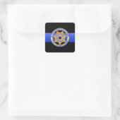 Thin Blue Line Quadratischer Aufkleber (Tasche)