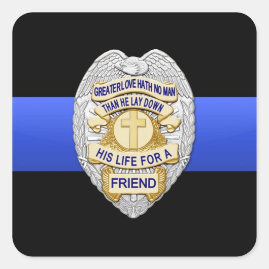 Thin Blue Line Quadratischer Aufkleber (Vorderseite)