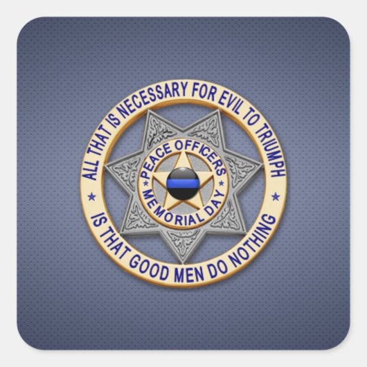 Thin Blue Line Quadratischer Aufkleber (Vorderseite)