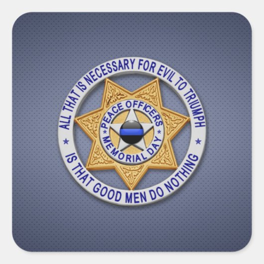 Thin Blue Line Quadratischer Aufkleber (Vorderseite)