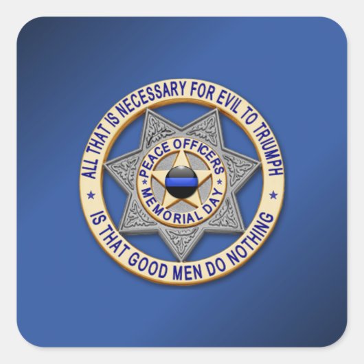 Thin Blue Line Quadratischer Aufkleber (Vorderseite)