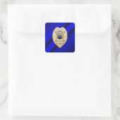 Thin Blue Line Quadratischer Aufkleber (Tasche)