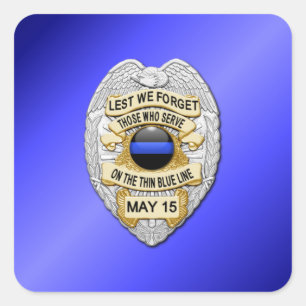 Thin Blue Line Quadratischer Aufkleber