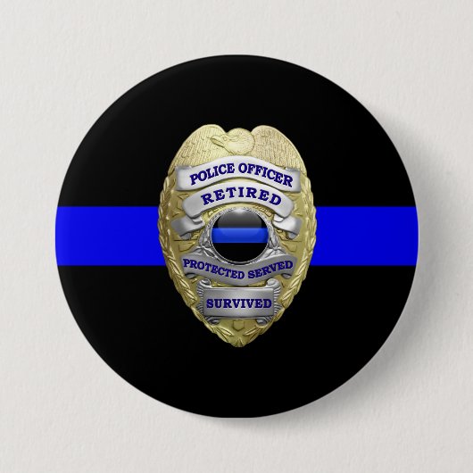 Thin Blue Line Remüde Abzeichen Medallion Schaltfl Button (Vorderseite)