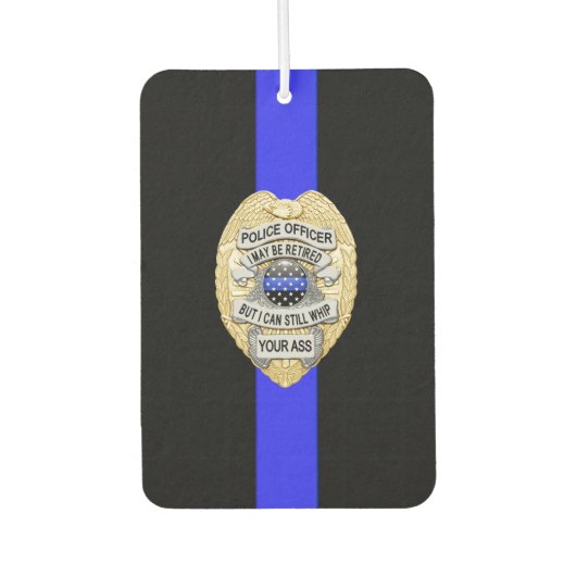 Thin Blue Line Remüde Officer Abzeichen Autolufterfrischer (Vorderseite)