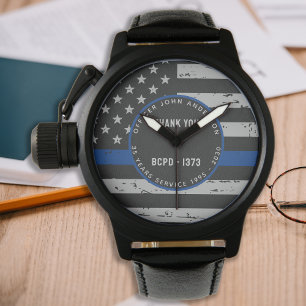 Thin Blue Line - Rentenersatzgeschenk Vielen Dank  Armbanduhr