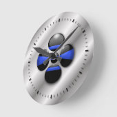 Thin Blue Line Runde Wanduhr (Winkel)
