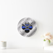 Thin Blue Line Runde Wanduhr (Zuhause)