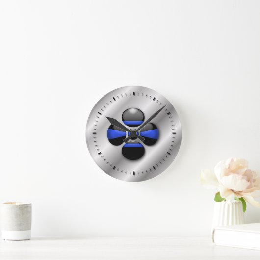 Thin Blue Line Runde Wanduhr (Zuhause)