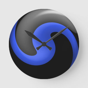 Thin Blue Line Runde Wanduhr