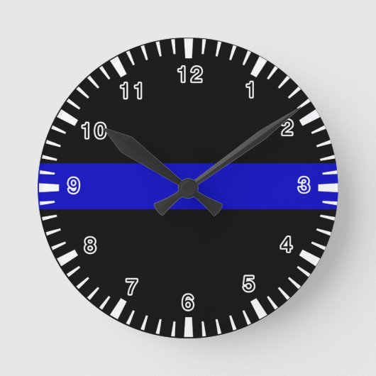 Thin Blue Line Runde Wanduhr (Vorderseite)