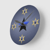 Thin Blue Line Runde Wanduhr (Winkel)