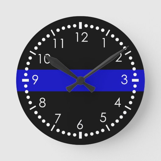 Thin Blue Line Runde Wanduhr (Vorderseite)