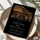 Thin Blue Line Rustic Police Graduation Einladung