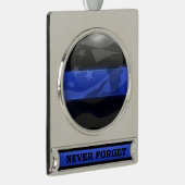 Thin Blue Line Salute Flag Banner-Ornament Silber (Rechts)