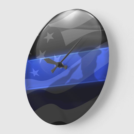 Thin Blue Line Salute Flag Große Wanduhr (Winkel)