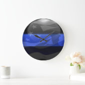 Thin Blue Line Salute Flag Große Wanduhr (Zuhause)