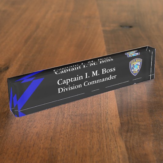 Thin Blue Line Santa Monica Patch Schreibtisch Nam Namensplakette (Seite)