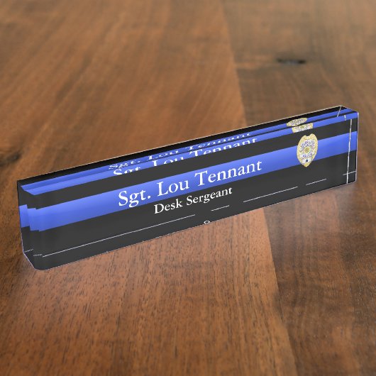 Thin Blue Line - Sergeant Abzeichen Rank Namensplakette (Seite)