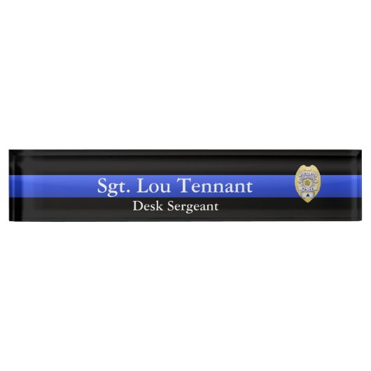 Thin Blue Line - Sergeant Abzeichen Rank Namensplakette (Vorderseite)