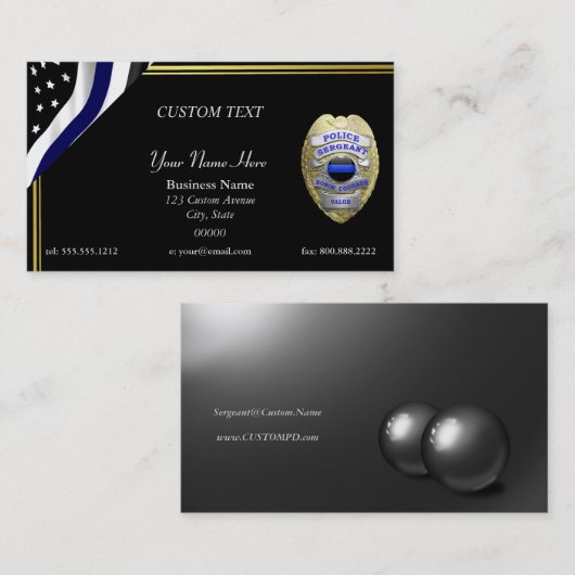 Thin Blue Line sergeant Business Card Visitenkarte (Vorne/Hinten)