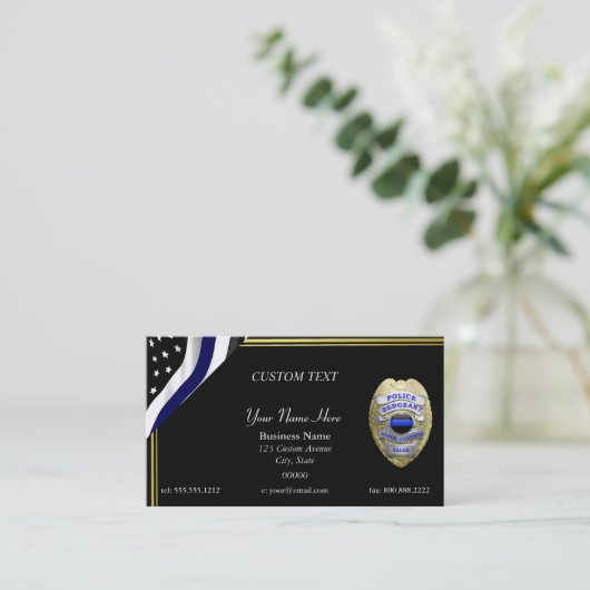 Thin Blue Line sergeant Business Card Visitenkarte (Stehend Vorderseite)