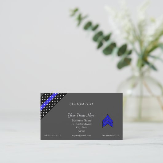 Thin Blue Line sergeant Business Card Visitenkarte (Stehend Vorderseite)