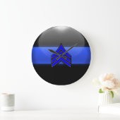 Thin Blue Line - Sergeant Stripes Rank Insignien Große Wanduhr (Zuhause)