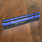 Thin Blue Line - Sergeant Stripes Rank Namensplakette (Seite)