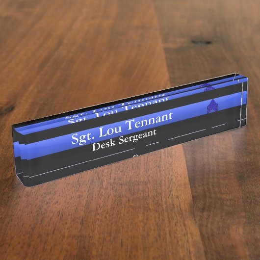 Thin Blue Line - Sergeant Stripes Rank Namensplakette (Seite)