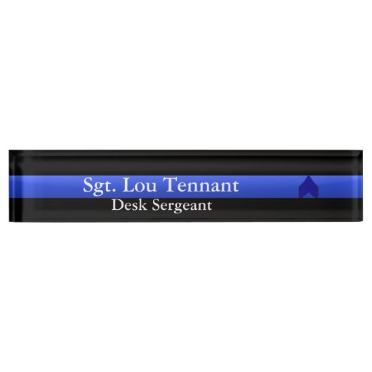 Thin Blue Line - Sergeant Stripes Rank Namensplakette (Vorderseite)