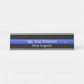 Thin Blue Line - Sergeant Stripes Rank Namplate Schreibtischnamensplakette (Vorderseite )