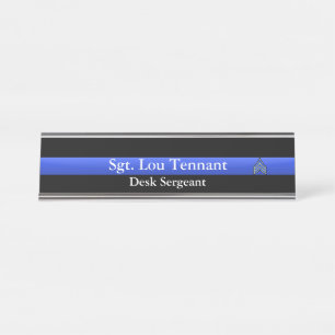 Thin Blue Line - Sergeant Stripes Rank Namplate Schreibtischnamensplakette