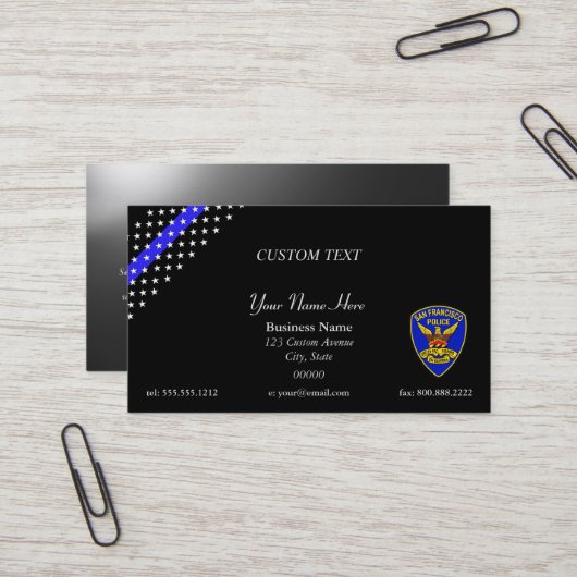 Thin Blue Line SFPD Business Card Visitenkarte (Vorderseite/Rückseite Beispiel)