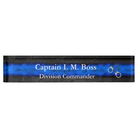 Thin Blue Line - Shackles Desk Namplate Namensplakette (Vorderseite)
