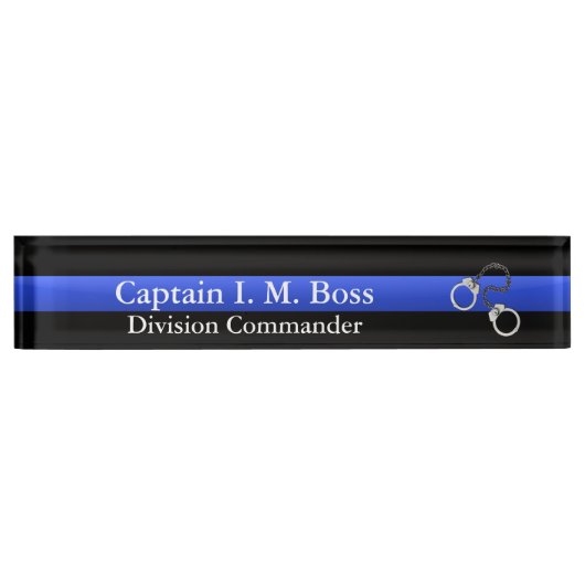 Thin Blue Line - Shackles Desk Namplate Namensplakette (Vorderseite)